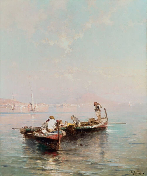 Fishing Boat in the Bay of Naples (oil on canvas)