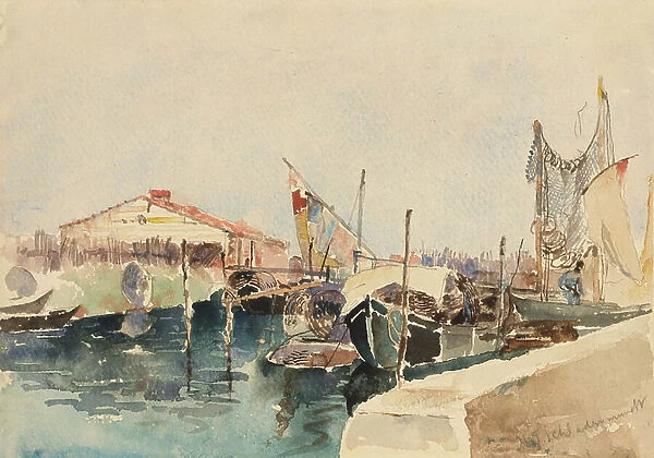 Fishing boats of Chioggia, 1865-99 (watercolour)