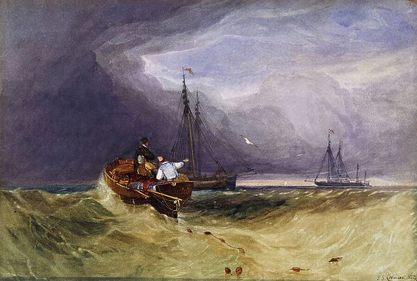 Fishing Boats Off Yarmouth, 1832 (pencil and watercolour)