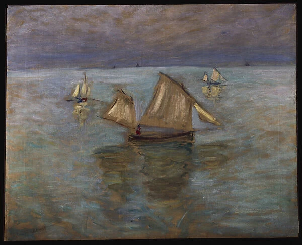 Fishing Boats at Pourville, 1882 (oil on canvas)