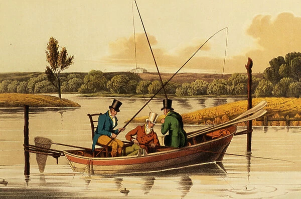 Fishing in a Punt, aquatinted by I. Clark, pub. by Thomas McLean, 1820 (aqautint)