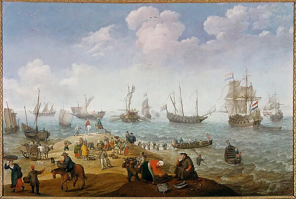 Fishing Scene Painting by Adam Willaerts (1577-1664) 17th century Private collection