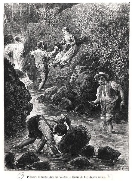 Fishing for Trout in the Vosges, 1887 (litho)