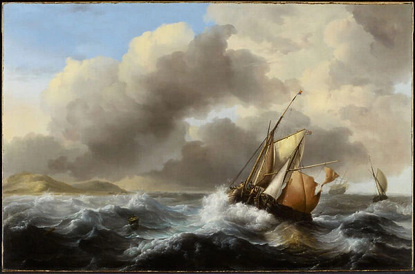 Fishing Vessels Offshore in a Heavy Sea, 1864 (oil on canvas)