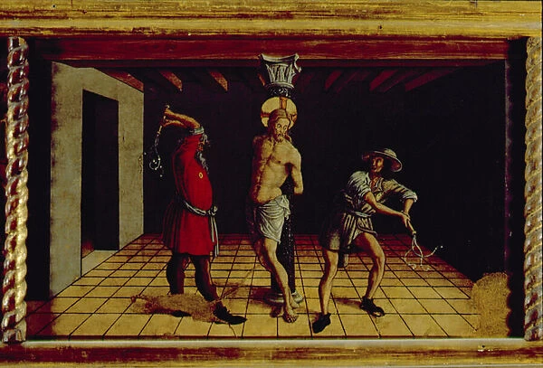 The Flagellation of Christ, central right hand predella panel from the San Silvestro