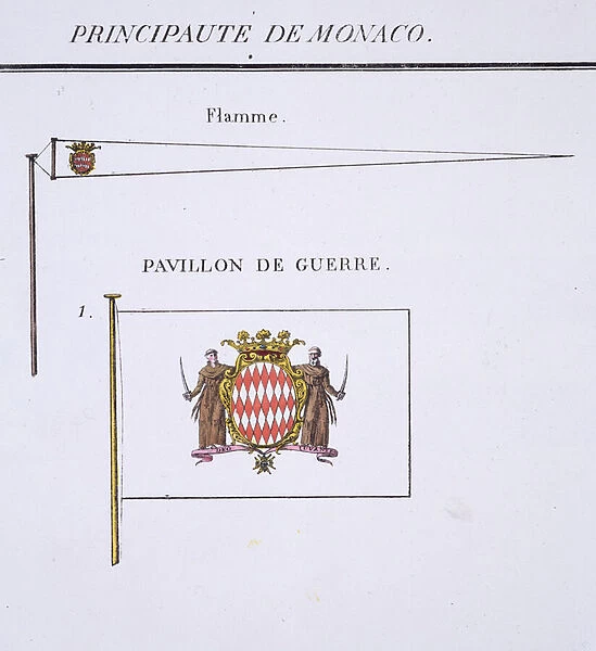 Flags from Monaco, from a French book of Flags, c. 1819 (colour litho)