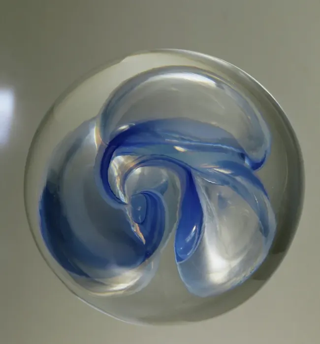 Framed Print : Flame paperweight blue version, in glass, made by La Murrina, Murano, Italy, 20th century Framed Print : Flame paperweight blue version, in glass, made by La Murrina, Murano, Italy, 20th century