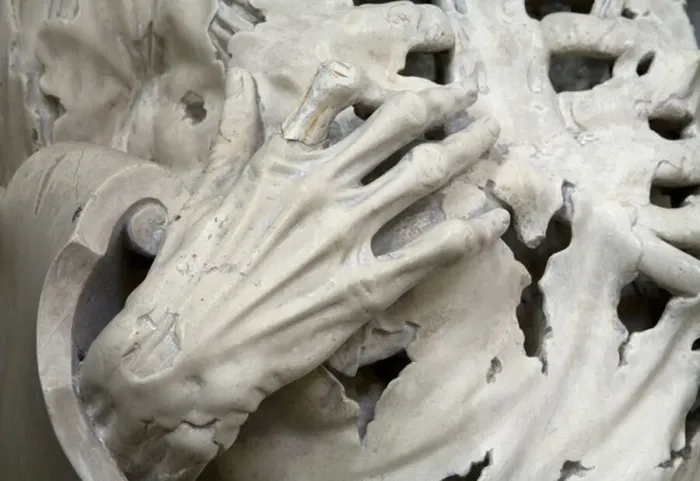 Framed Print : Flayed, or The Skeleton, detail (stone)