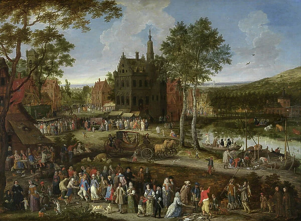 Flemish Fair, 1687 (oil on copper)
