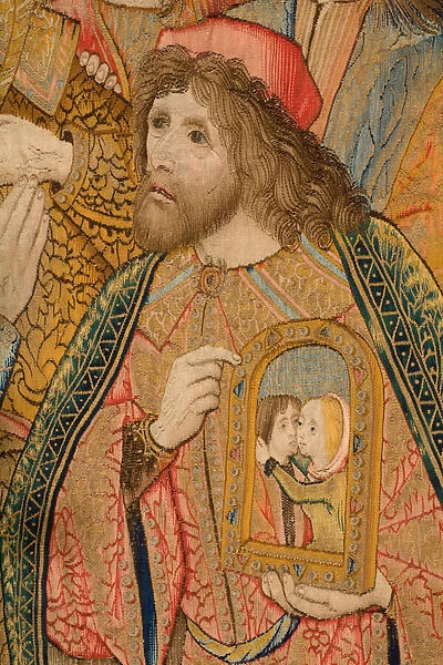 Flemish tapestry. Annunciation. Detail, c. 1502-04 (gold, silver, silk and wool)