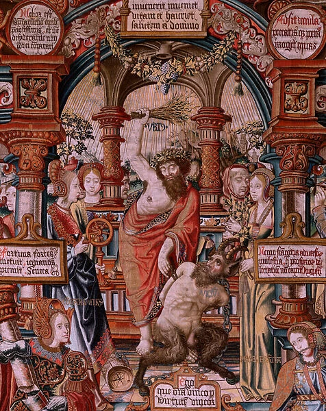 Flemish tapestry. Series The Honours. Virtue (La Virtu, El Vicio). Eighth tapestry in the series. Model Cartoonists from the circle of Bernard van Orley and Jan Gossaert (Mabuse). Manufacture Pieter van Aelst, Brussels. Ca 1550