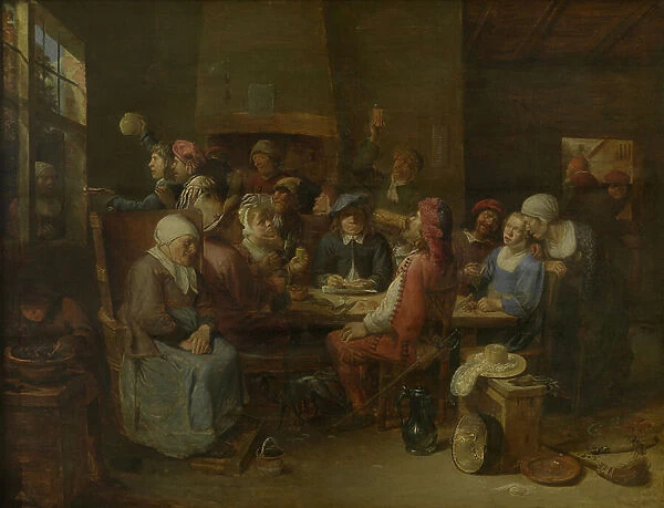 Flemish Tavern (oil on panel)