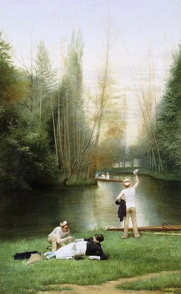 Flirtation, 1885 (oil on panel)