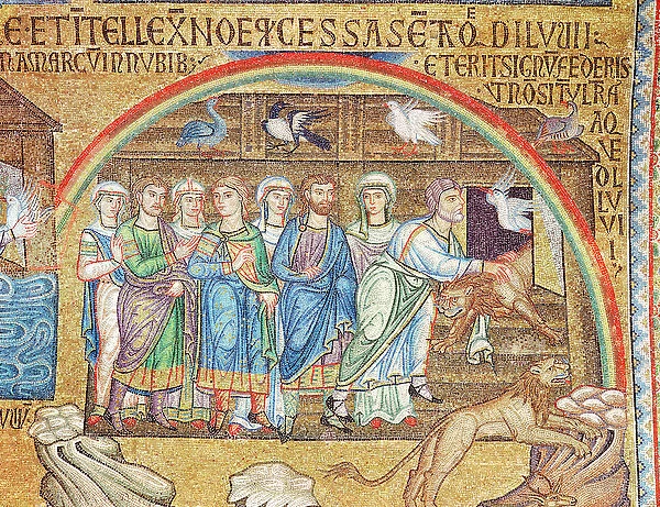 The Flood, from the Atrium, detail of Noah letting the animals off the ark (mosaic)