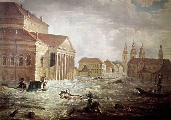 Floods in the city of Saint Petersburg in Russia 19th century Private Collection