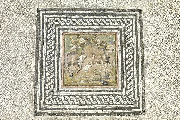 Floor mosaic featuring a central panel depicting the story of Hylas and the nymphs, second century BC, national museum of Rome (museo nazionale romano), Rome, Italy