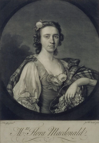 Flora MacDonald, engraved by James McArdell (mezzotint)