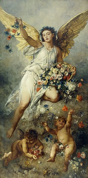 Flora with Putti-Peace, (oil on canvas)