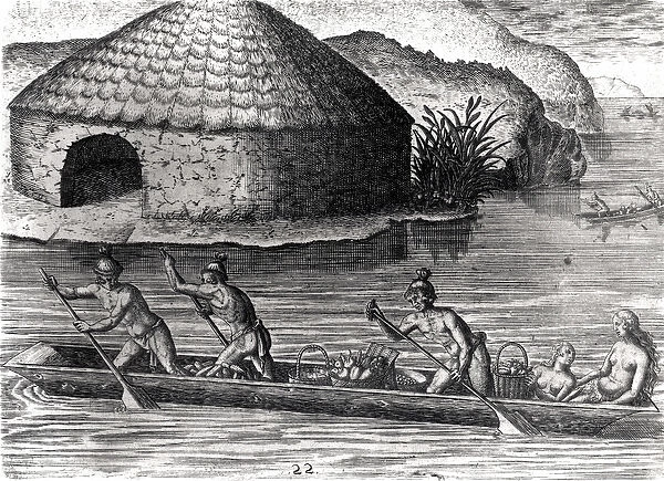 Florida Indians Storing their Crops in the Public Granary, from Brevis Narratio