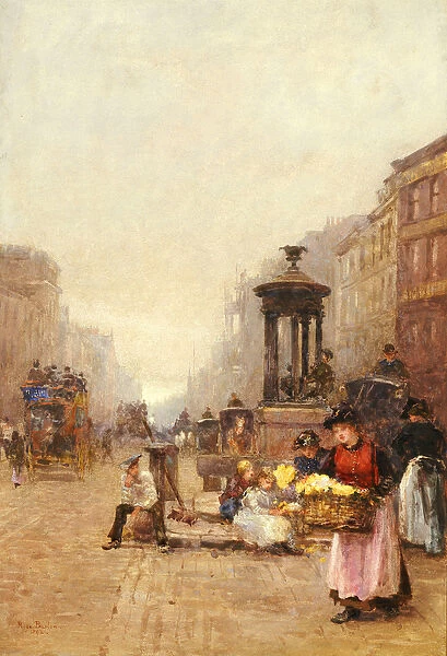 Flower Girls in the Strand, 1892 (w  /  c heightened with white on paper)