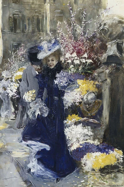 The Flower Seller, (watercolour and bodycolour)