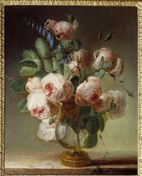 The flower vase A bouquet of peonies. Painting by Pierre Joseph Redoute (1759-1840