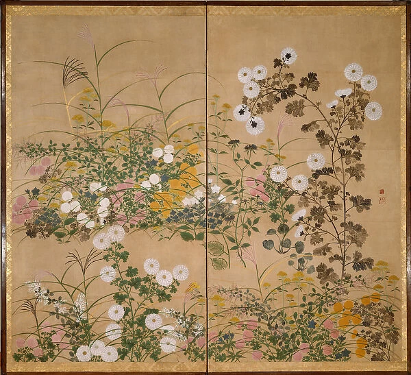 Flowering Plants in Autumn - Korin, Ogata (1658-1716) - 18th century - Watercolour