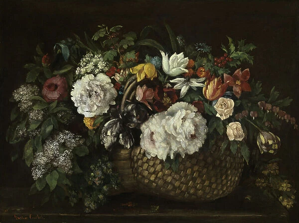 Flowers in a Basket, 1863 (oil on canvas)