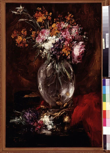 Flowers in a crystal vase Painting by Antoine Vollon (1833-1900) Dim. 49x73, 5 cm. Mandatory mention: Collection fondation regards de Provence