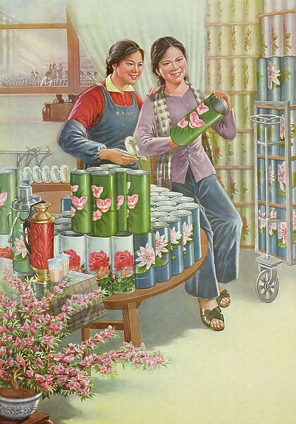 'Flowers of friendship', propaganda poster from the Chinese Cultural Revolution, 1970 (colour litho)