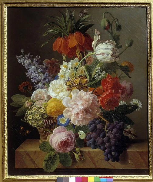 Flowers and Fruit Painting by Jan Frans van Dael (1764-1840) 1827 Sun