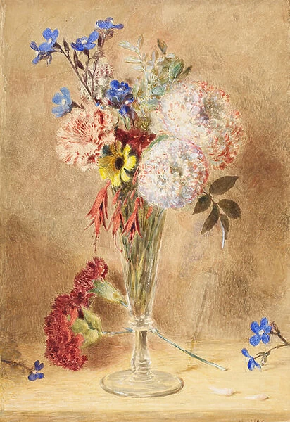 Flowers in a glass vase (w  /  c on card)