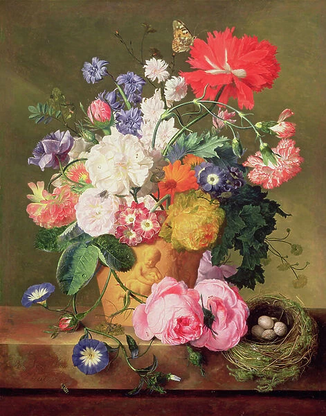 Flowers in a Terracotta Vase, 1744 (panel) (pair to 68874)