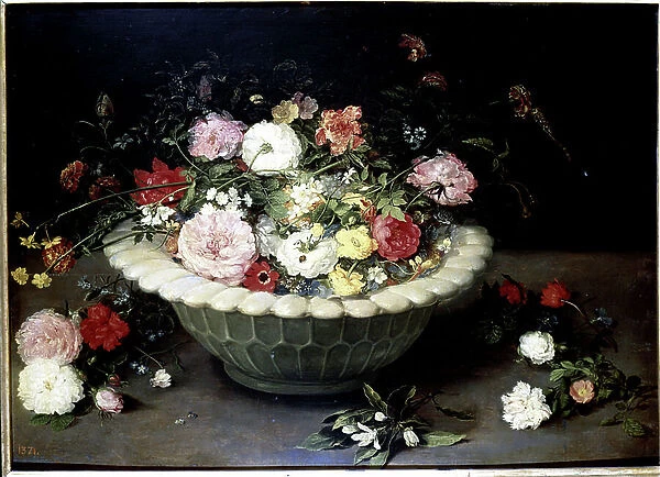 Flowers in a vase, 1615 (Oil on board)