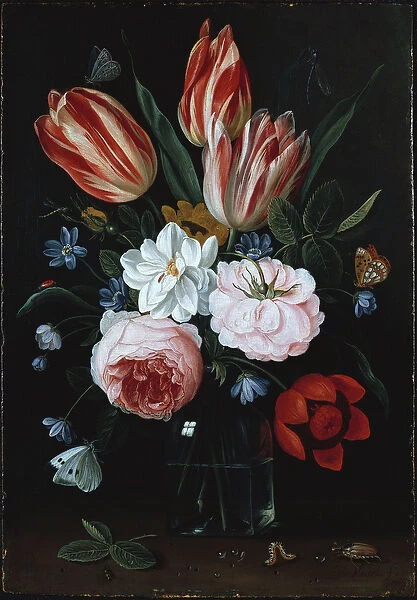 Flowers in a vase (oil on panel)