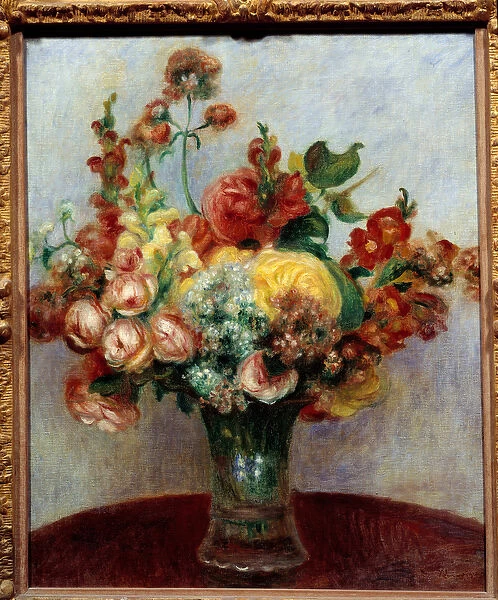 Flowers in a vase. Painting by Pierre Auguste Renoir (1841-1919), 1898. Oil on canvas