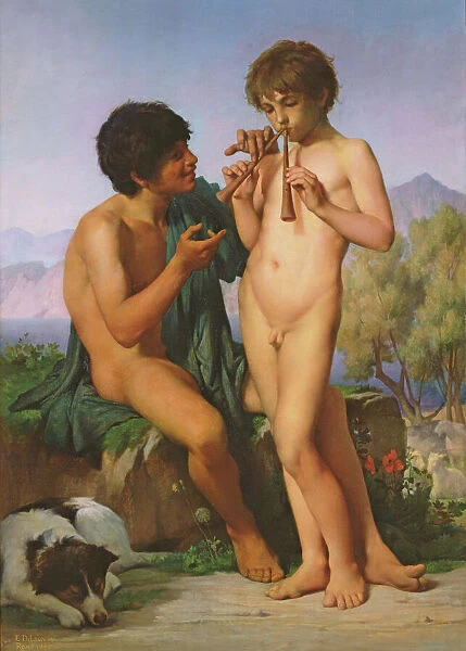 The Flute Lesson, 1858 (oil on canvas)