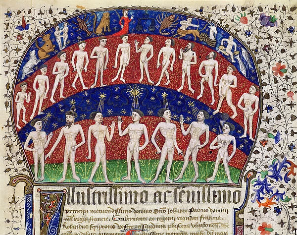 Fol. 1 Signs of the zodiac and a group of men, from Fisiognomonia by Rolando