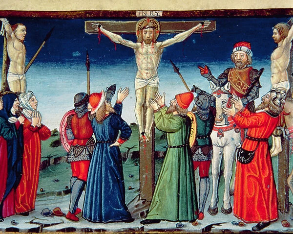 Fol. 117v Crucifixion, illustration from the Codex de Predis (vellum)