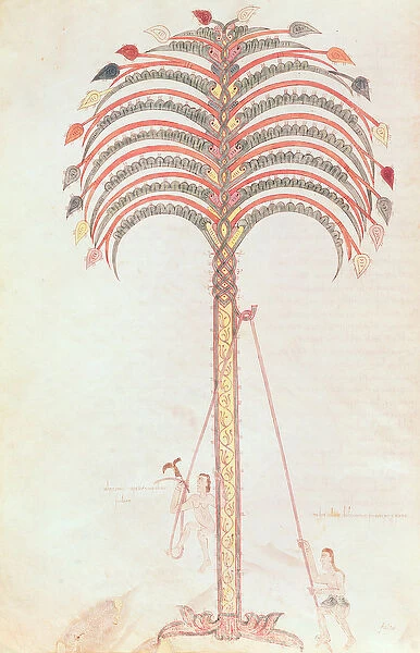 Fol. 147v The Metaphor of the Palm Tree, from the Girona Beatus (vellum)