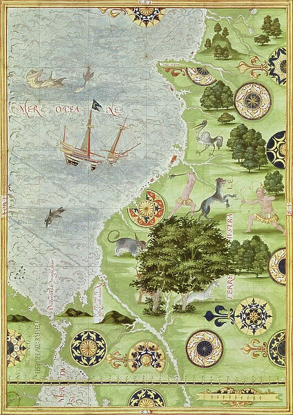Fol. 39v Map of the Magellan Straits, from Cosmographie Universelle, 1555