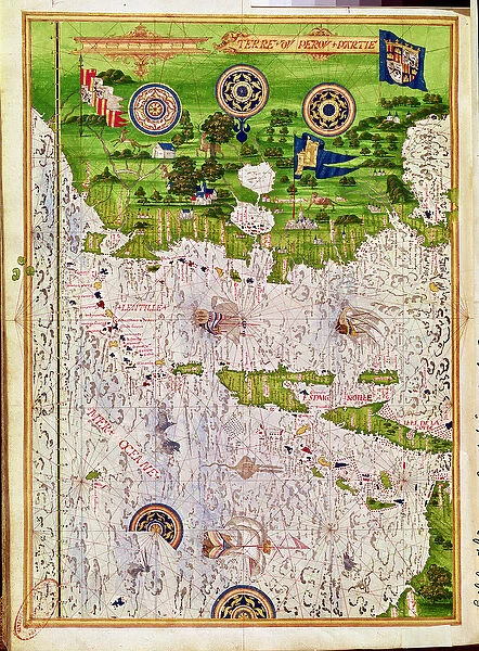 Fol. 47v Map of Peru, from Cosmographie Universelle, 1555 (w  /  c on paper)
