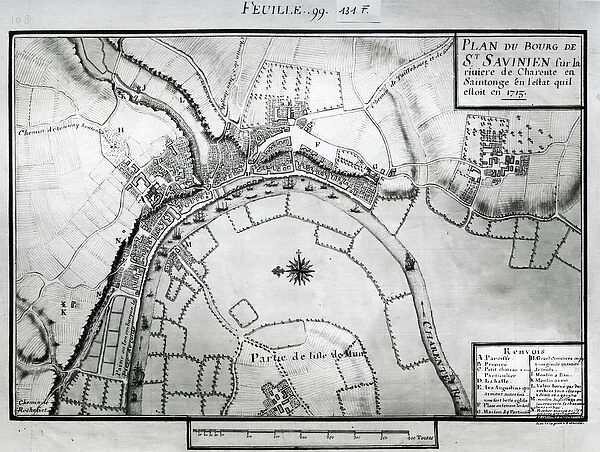 Fol. 99 Map of Saint-Savinien on the Charente River in 1713, from Recueil des
