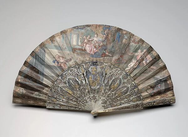 Folding fan with 'Rinaldo and Armida, 'after Francois Boucher, c