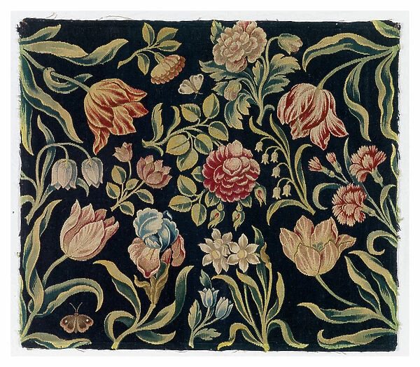 Folding screen with floral tapestry panels, made in Holland or possibly Soho, England, 18th century (wool)