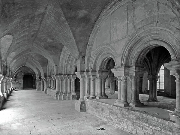 Fontenay abbey (Burgundy, France) founded in 1119 by BernarddeClairvaux : cloister and capitular room (romanian art)