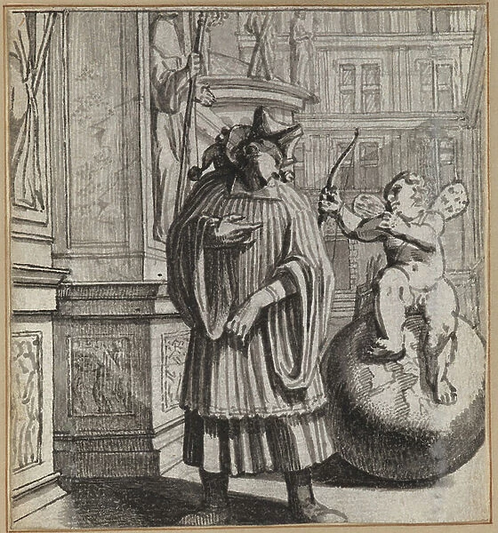 The Fool Striving For The Clerical State, 1660-86 (brush and Indian ink on paper)