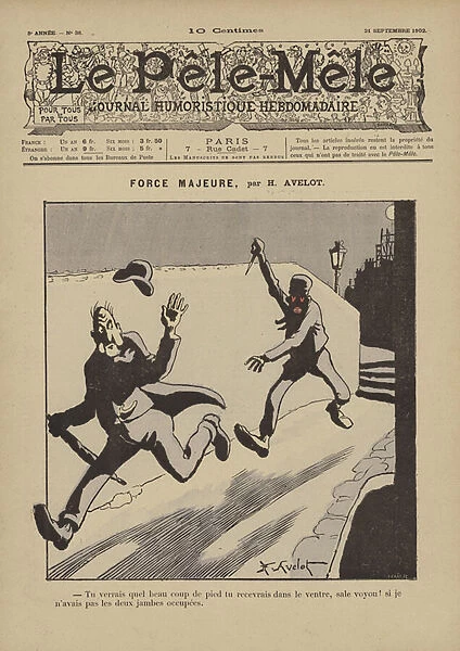 Force majeure. Illustration for Le Pele-Mele, 1902 (colour litho)