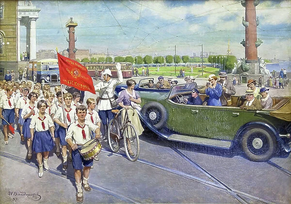 The foreign tourists in Leningrad, 1937 (oil on canvas)