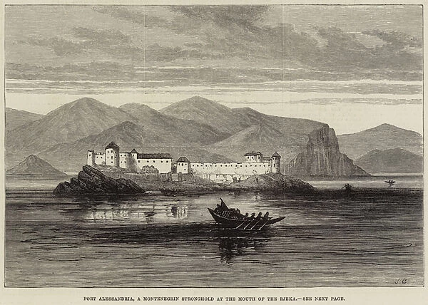 Fort Alessandria, a Montenegrin Stronghold at the Mouth of the Rjeka (engraving)